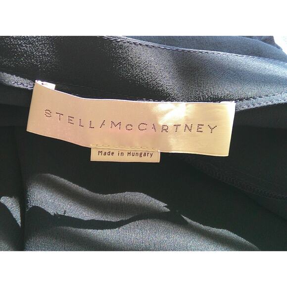 Stella McCartney Black V Neck Gathered Front Back Long Sleeve Silk Blouse 42 - Picture 10 of 16